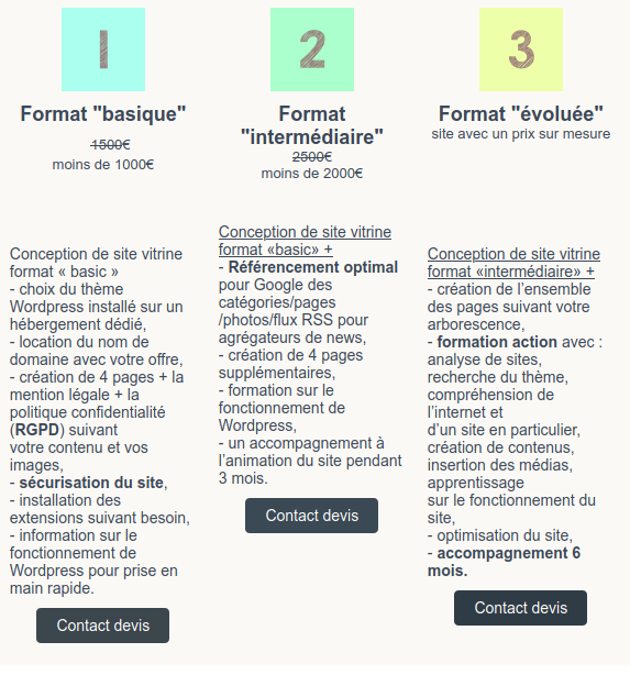 3 formules t-touzet conception de site web